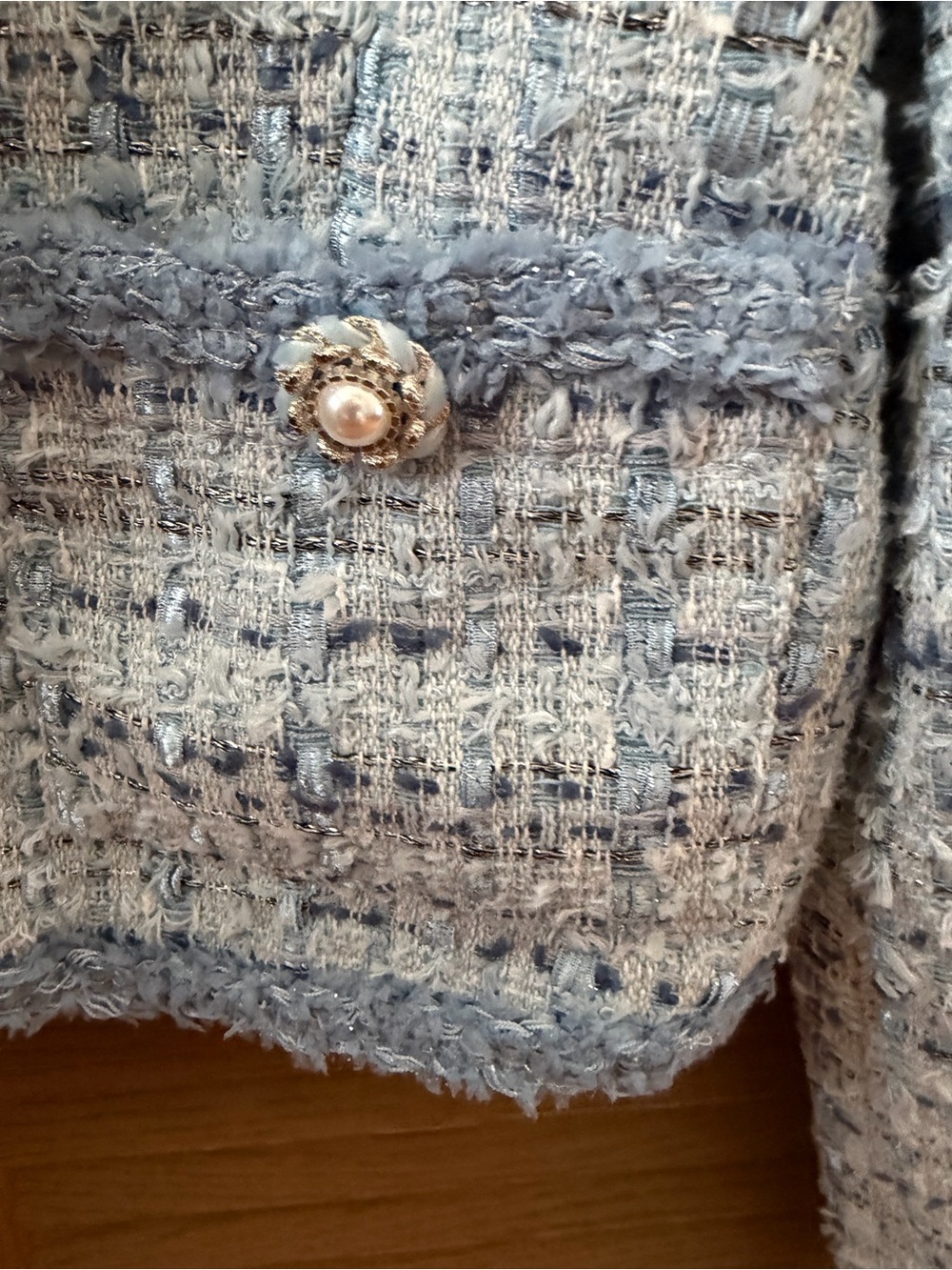 ASTR Powder Blue Tweed Cropped Blazer - Picture 5 of 5